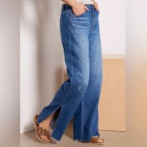 Evereve Wide Leg Split Leg Bottom Blue Jeans 24